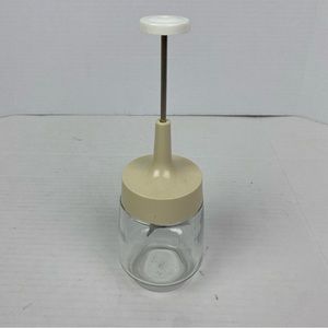 Vintage Gemco Hand Chopper Clear Glass Cream Handle Kitchen Tool Gadget Retro